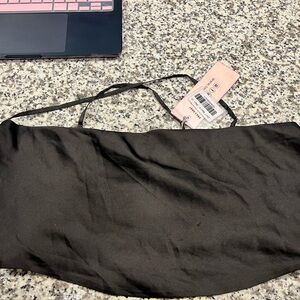 Oh Polly Black Satin Crop Top